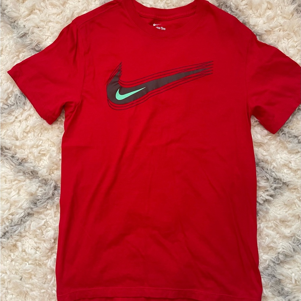 Nike Red Tee with Swoosh Design